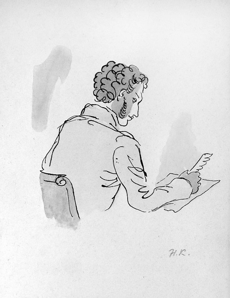 Н. В. Кузьмин, рисунок Пушкин за письмом, 1937 год