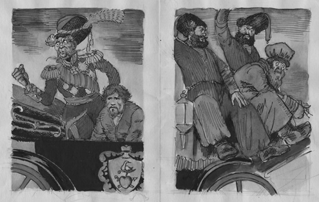 Н. В. Кузьмин, Платов и Левша, иллюстрация к сказу Н. С. Лескова, Левша, 1953 год