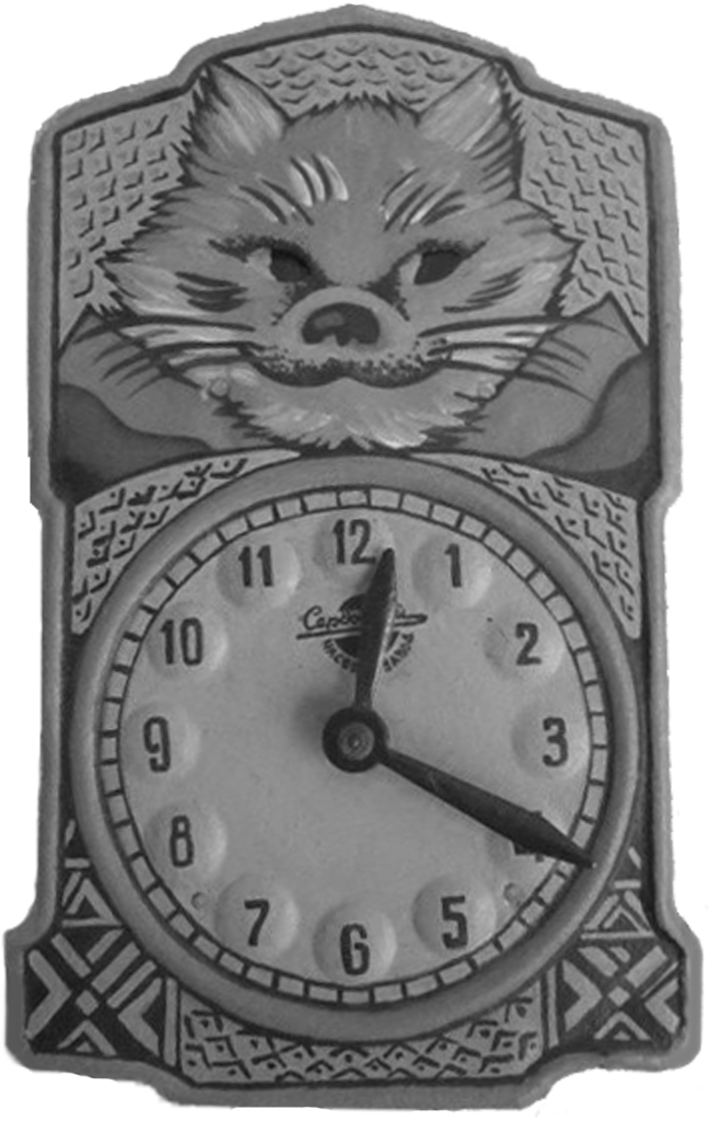 Сердобский часовой завод, СЧЗ, часы ходики, вариант циферблата Кот с бегающими глазками