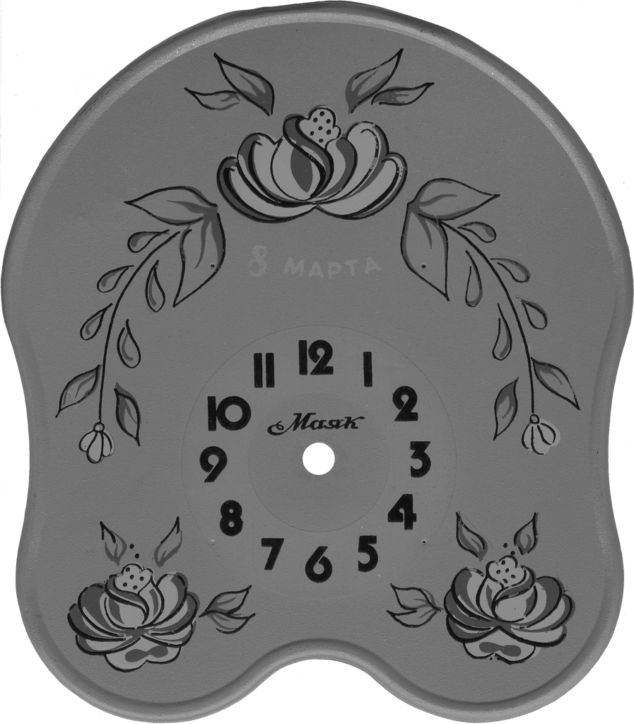 Сердобский часовой завод, СЧЗ, часы ходики, вариант циферблата Цветы 8 Марта